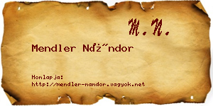 Mendler Nándor névjegykártya